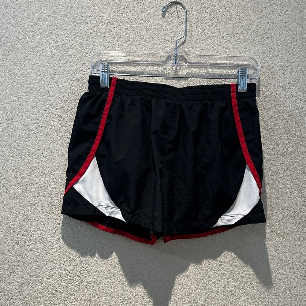 Nike Black Athletic Running Shorts with Red & White Trim Size Medium